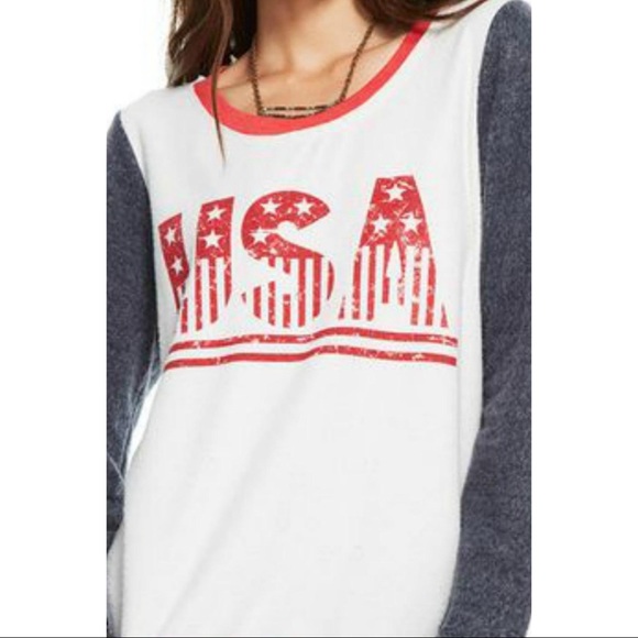 Revolve Chaser USA Pullover Sweatshirt Red-White-Blue Size Medium NWT - Picture 2 of 5